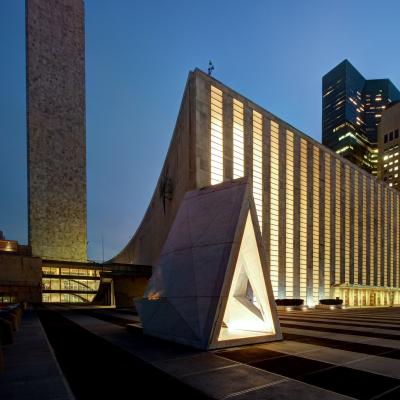 The Ark of Return memorial (foreground) on the United Nations Visitors Plaza, United Nations Headquarters, New York. Credit: Rodney Leon The Ark of Return memorial (foreground) on the United Nations Visitors Plaza, United Nations Headquarters, New York. Credit: Rodney Leon