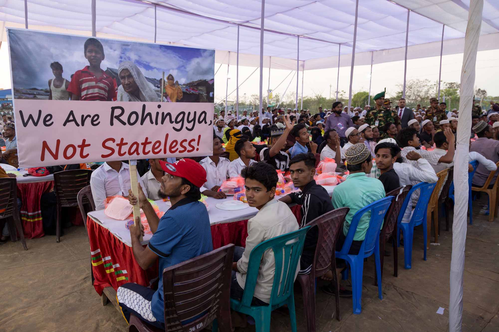 A view of the Iftar gathering - the meal Muslims eat to break their fast at sunset during Ramadan - attended by 60,000 Rohingya refugees and UN Secretary-General António Guterres in Bangladesh.