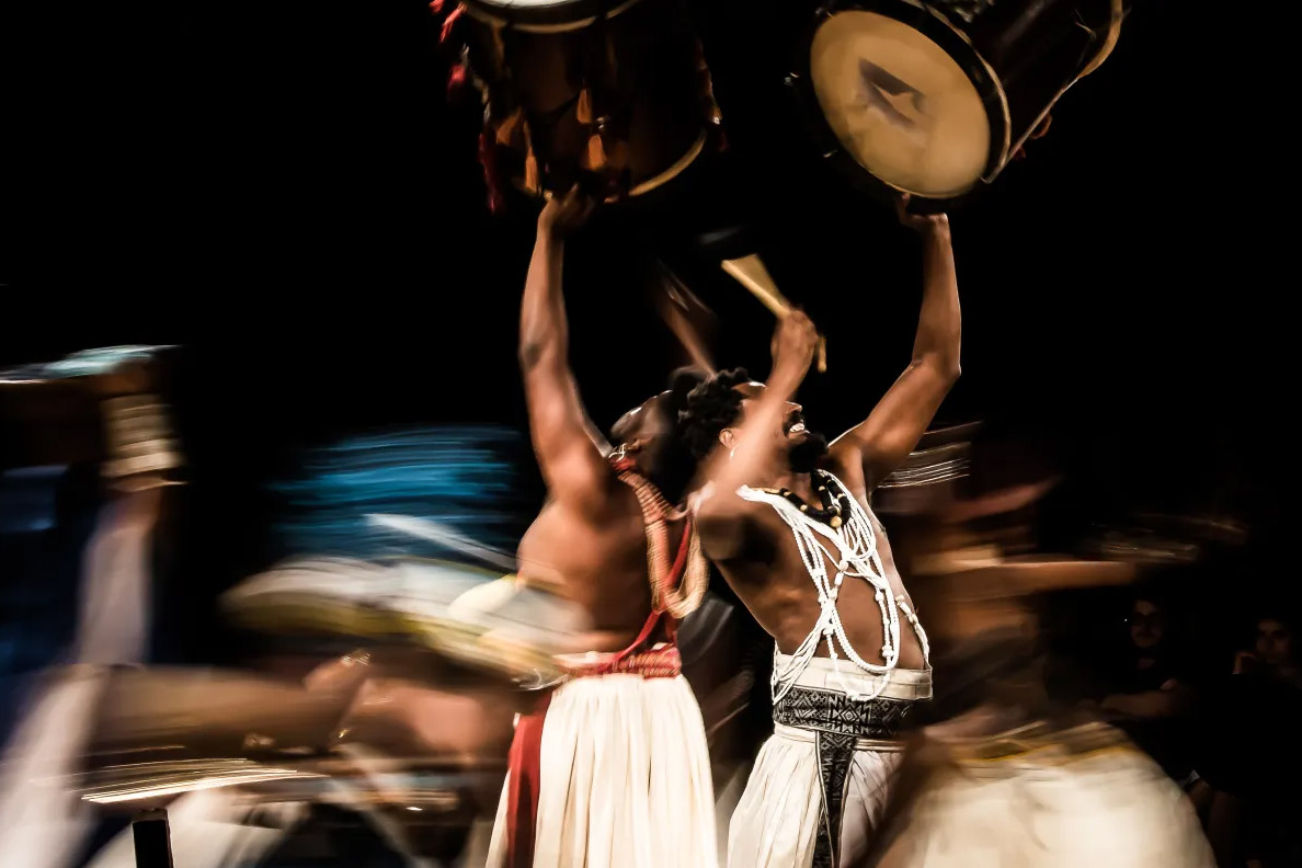A rhythmic group of African dancers 