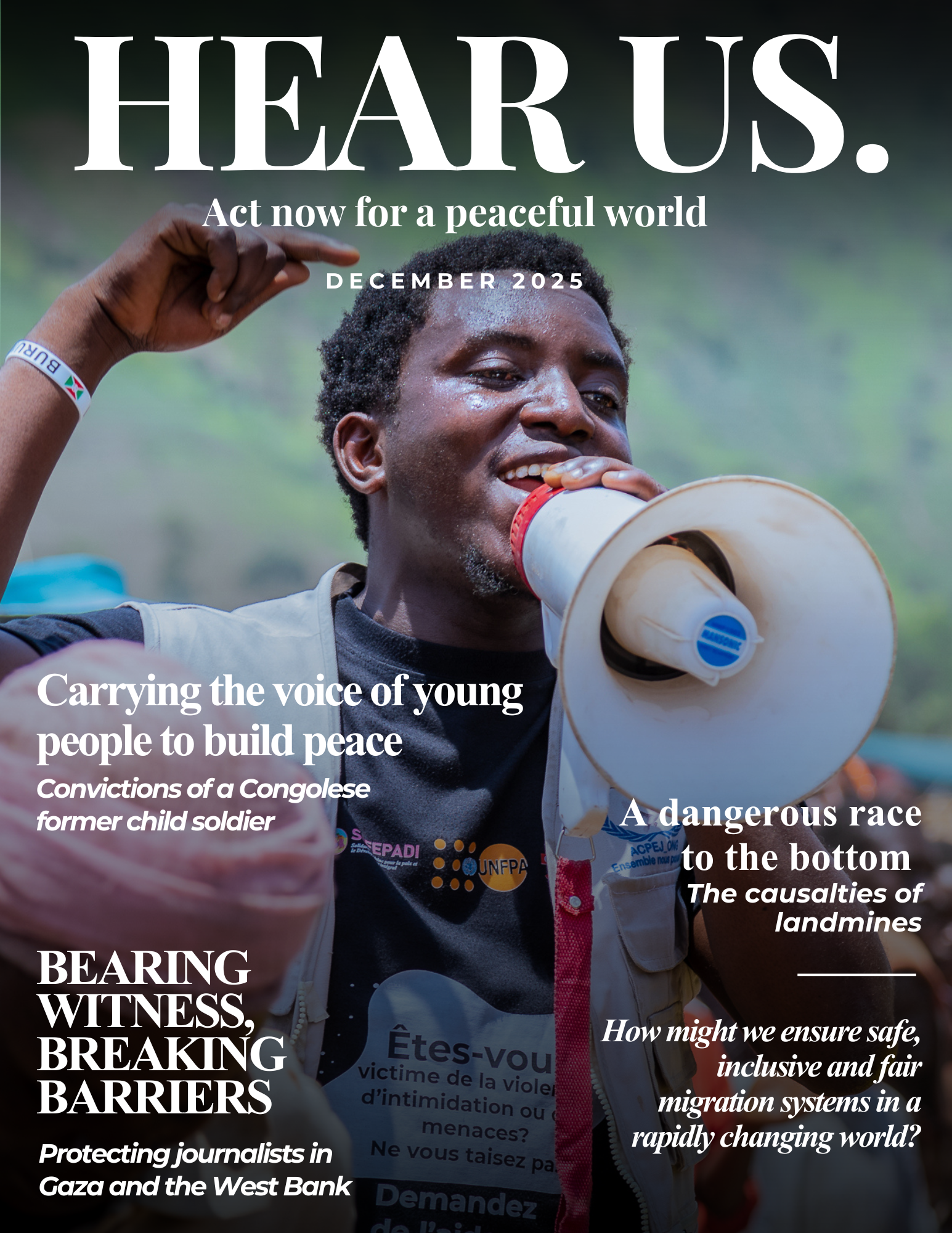 An illustration for the December edition of the Hear Us newsletter