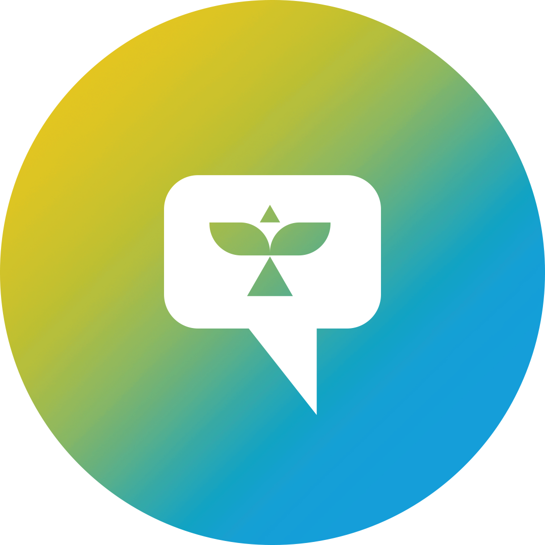 An illustration of a speech bubble on a gradient background