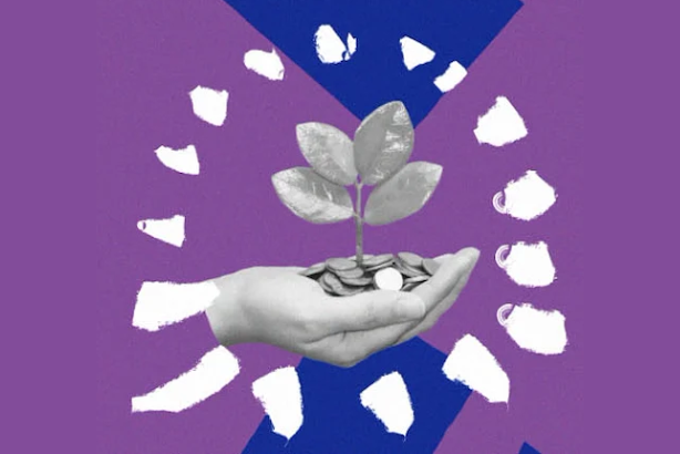 An illustration of a holding holding a plant.